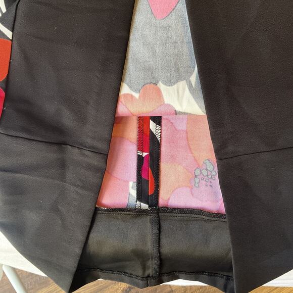 Dressbarn Women Dress 10 Black Pink Floral Sheath Sleeveless Knee Length - Picture 8 of 9